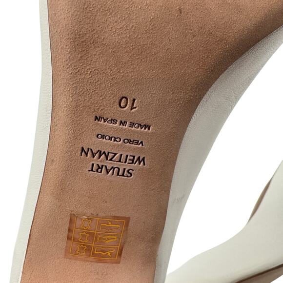 Stuart Weitzman Pumps Maeve Leather Block-Heel Women's Size 10 Cream‎ - Picture 10 of 10